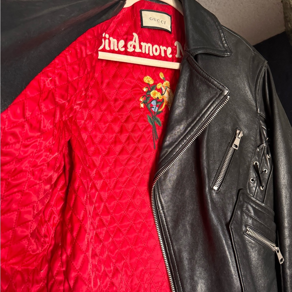 Gucci Black Leather Jacket size - Picture 3 of 5